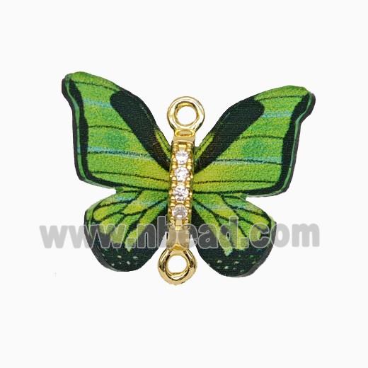 Copper Connector Pave Zircon, Butterfly, Gold Plated