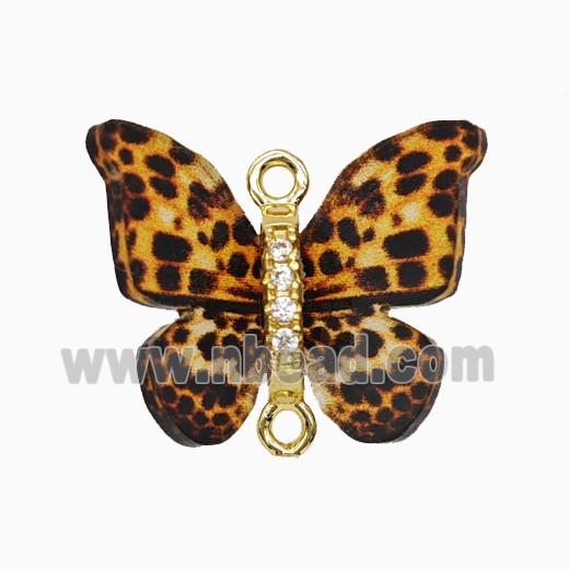 Copper Connector Pave Zircon, Butterfly, Gold Plated