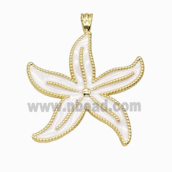 Copper Starfish Pendant White Enamel Gold Plated