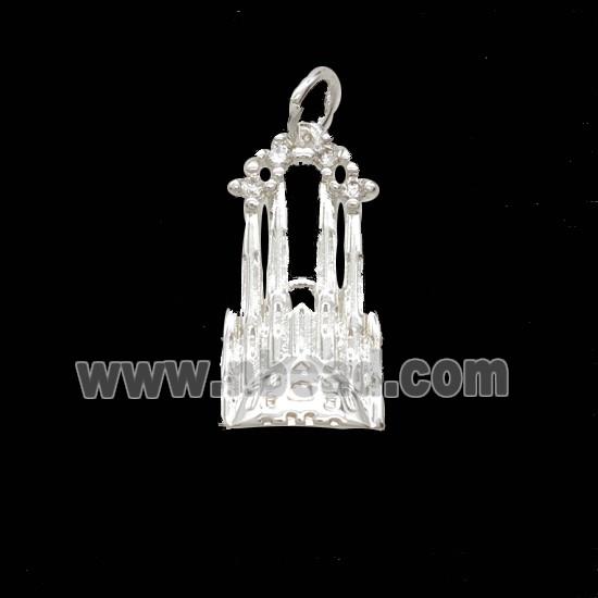 Copper Pendant Pave Zircon, Gold Plated