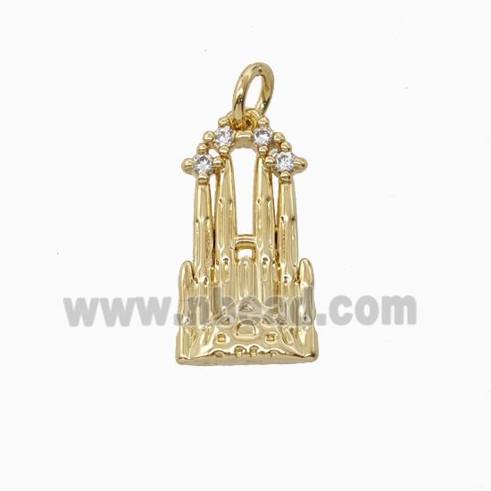 Copper Pendant Pave Zircon, Gold Plated