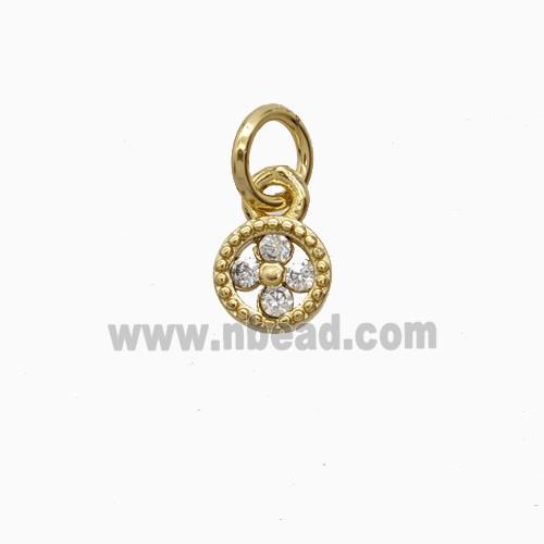 Copper Pendant Pave Zircon, Gold Plated