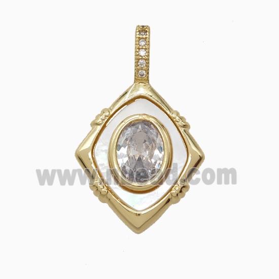 Copper Pendant Pave Zircon, Gold Plated