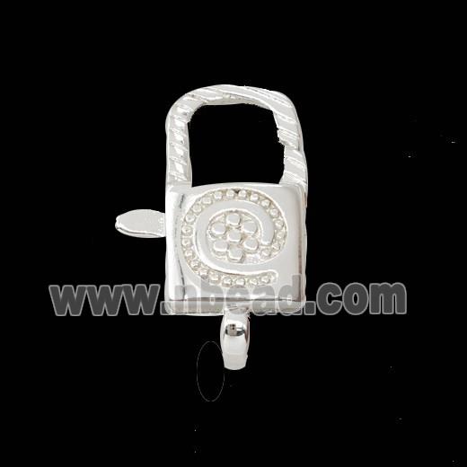 Copper Clasp Pave Zircon, Gold Plated