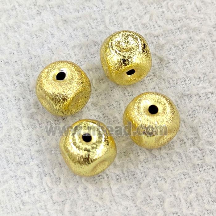 Copper Cube Beads Brushed Gold Plated