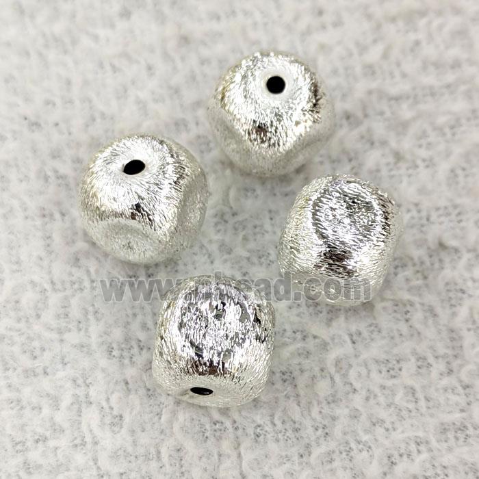 Copper Cube Beads Brushed Shiny Silver