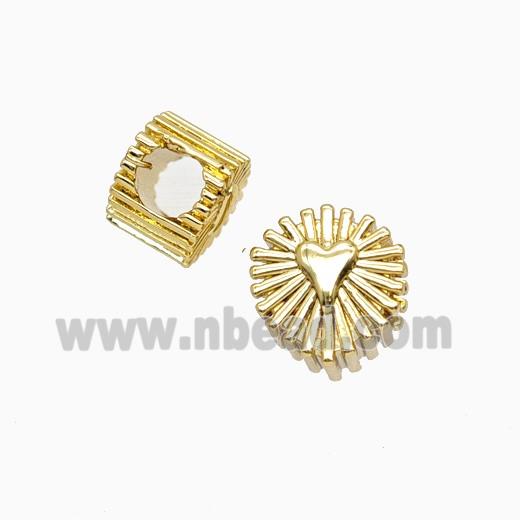 Copper Heart Button Beads Large Hole Gold Plated