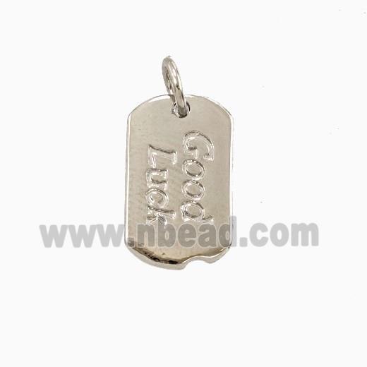 Copper GoodLuck Pendant Rectangle Platinum Plated
