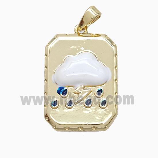 Copper Cloud Pendant Enamel Rectangle Gold Plated