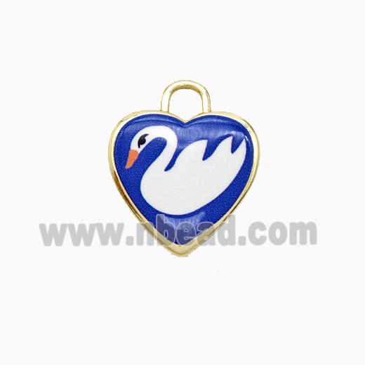Copper Heart Pendant Painted Goose Gold Plated