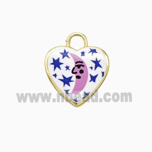 Copper Heart Pendant Painted Starmoon Gold Plated