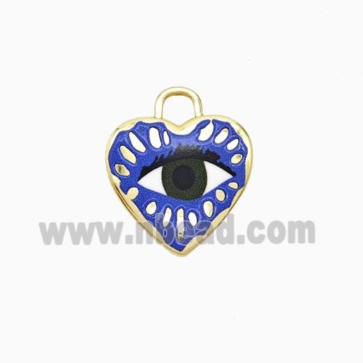Copper Heart Pendant Painted Eye Gold Plated