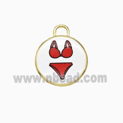 Copper Circle Pendant Painted Bikini Gold Plated