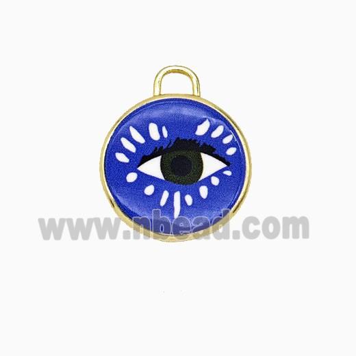 Copper Circle Pendant Painted Eye Gold Plated