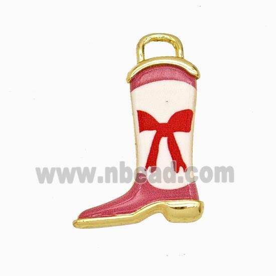 Copper Cowboy Boots Pendant Painted Gold Plated