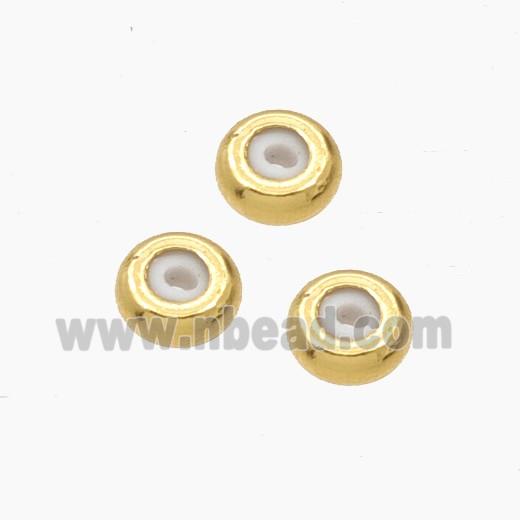 Copper Rondelle Stoper Beads With Rubber Smooth Gold Plated