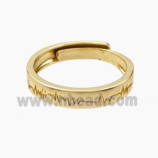Copper Rings Electrocardiogram Gold Plated