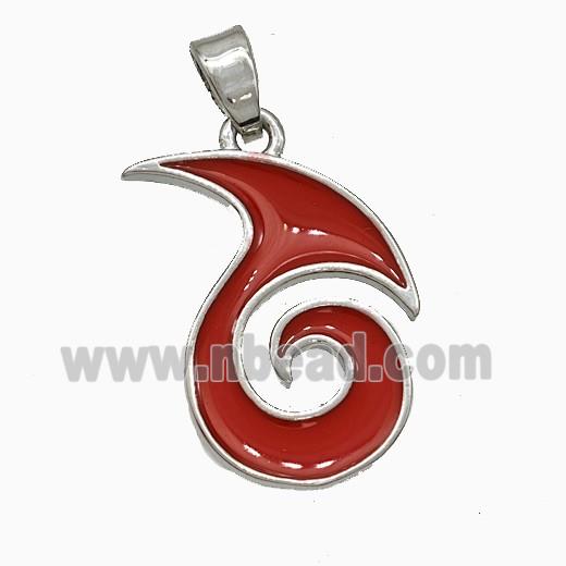 Copper Totem Symbols Pendant Red Enamel Platinum Plated