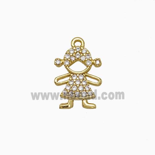 Copper Kids Girls Pendant Pave Zirconia Gold Plated