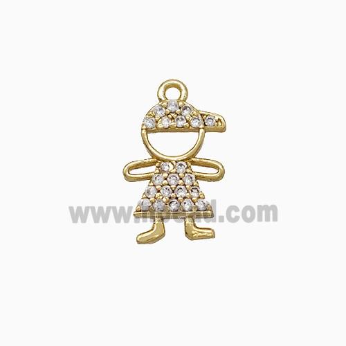 Copper Kids Boy Pendant Pave Zirconia Gold Plated