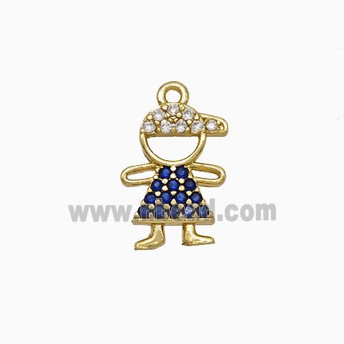 Copper Kids Boy Pendant Pave Zirconia Gold Plated
