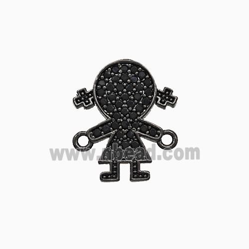 Copper Kids Girls Connector Pave Zirconia Black Plated