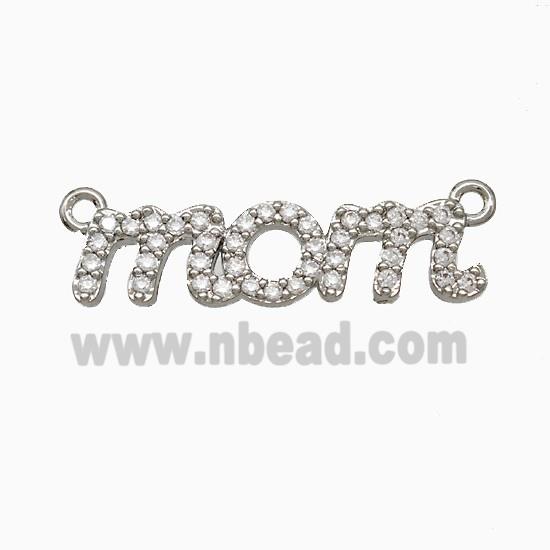 Copper MOM Pendant Pave Zirconia 2loops Platinum Plated