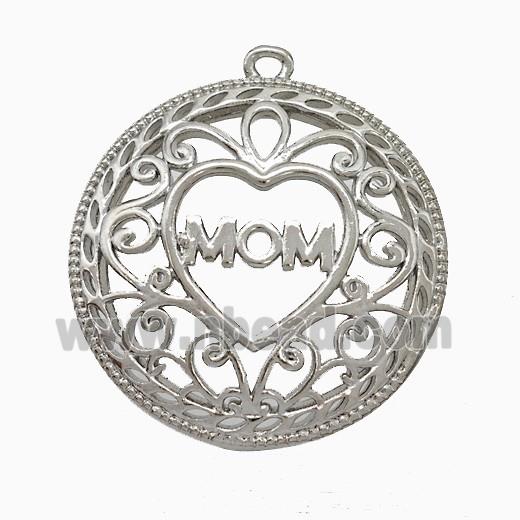 Copper Heart Mom Pendant Platinum Plated