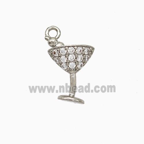 Ice Cream Bottle Drink Cup Charms Copper Pendant Pave Zirconia Platinum Plated