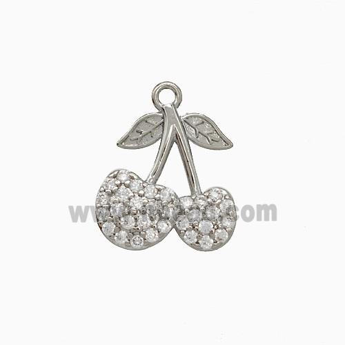 Copper Cherry Pendant Micropave Zirconia Platinum Plated