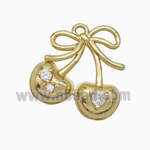 Copper Cherry Pendant Pave Zirconia Gold Plated