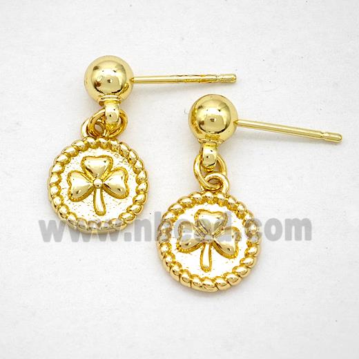 Copper Clover Stud Earrings Gold Plated