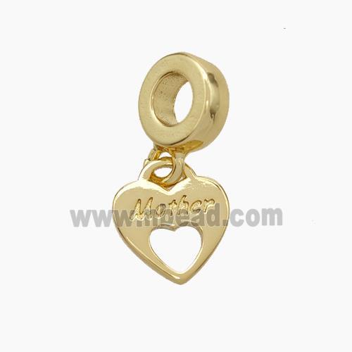 Copper Heart Pendant Pave Zirconia Mother Gold Plated