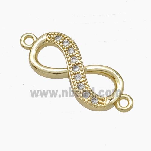Copper Infinity Connector Pave Zirconia Gold Plated