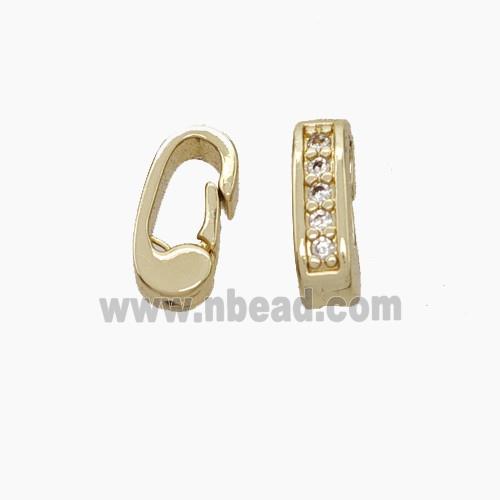 Copper Carabiner Clasp Micropave Zirconia Gold Plated