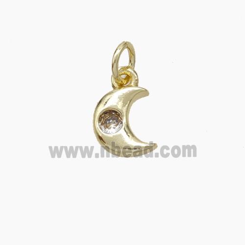 Copper Moon Pendant Pave Zirconia Gold Plated