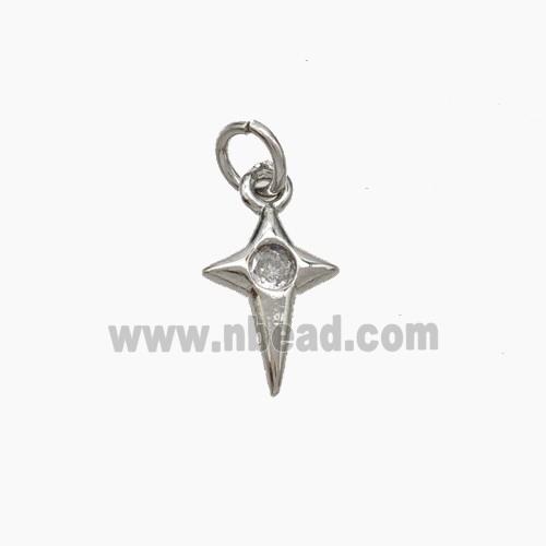 Copper Northstar Pendant Pave Zirconia Platinum Plated