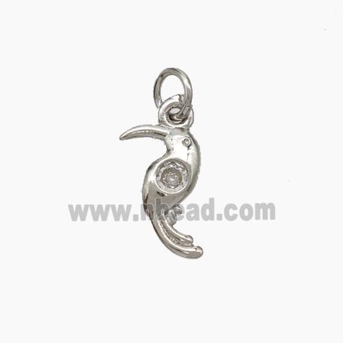 Copper Birds Pendant Pave Zirconia Platinum Plated