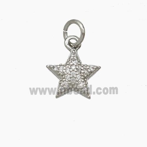 Copper Star Pendant Micropave Zirconia Platinum Plated