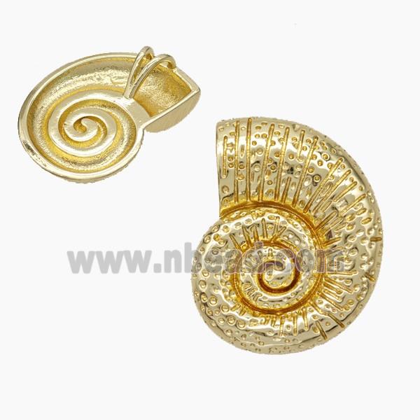 Nautilus Charms Copper Conch Shell Pendant Hammered Gold Plated