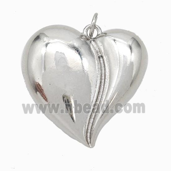 Copper Heart Pendant Platinum Plated