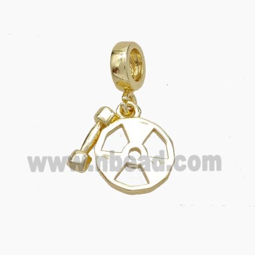 Copper Dumbbell And Fitness Gym Charms Pendant Sports Gold Plated