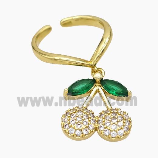 Copper Cherry Rings Pave Zirconia Gold Plated