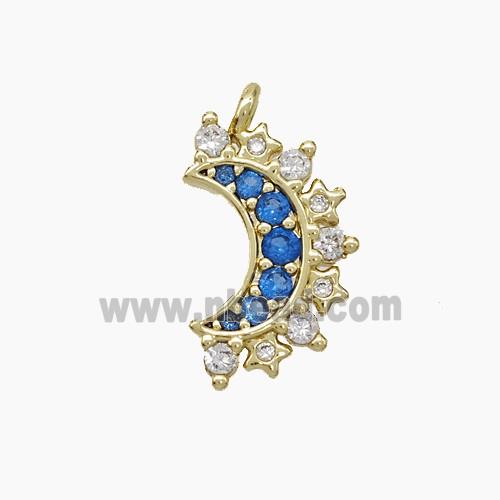Copper Moon Pendant Pave Zirconia Gold Plated