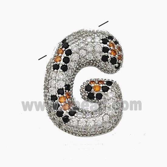 Copper Letter-G Pendant Micropave Zirconia Platinum Plated