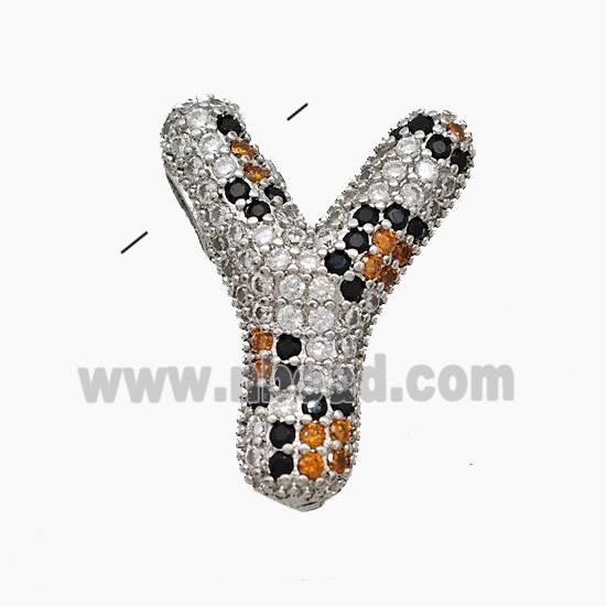 Copper Letter-Y Pendant Micropave Zirconia Platinum Plated