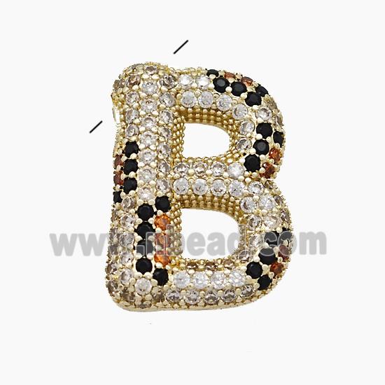 Copper Letter-B Pendant Micropave Zirconia Gold Plated