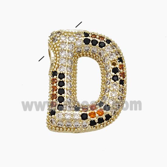 Copper Letter-D Pendant Micropave Zirconia Gold Plated