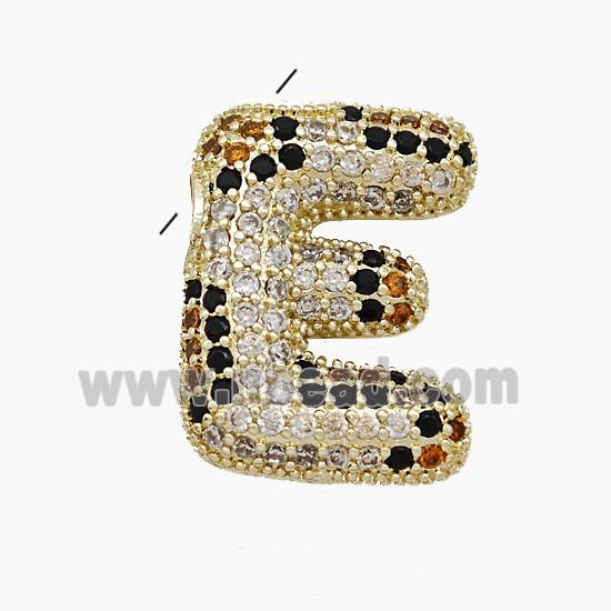 Copper Letter-E Pendant Micropave Zirconia Gold Plated