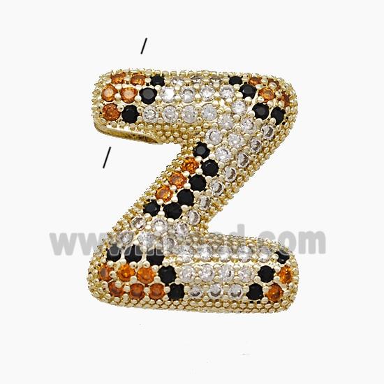 Copper Letter-Z Pendant Micropave Zirconia Gold Plated